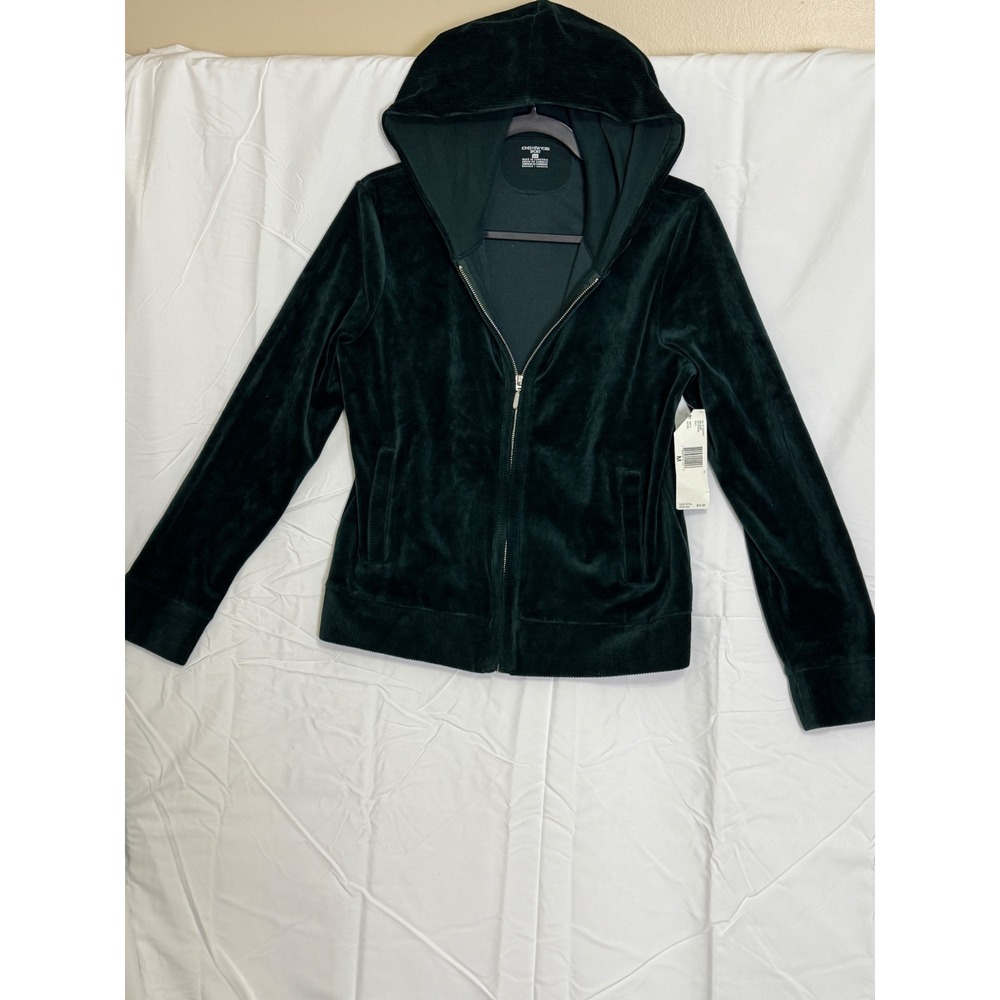 Jones New York Sport Velour Zip Up Hoodie Jacket Emerald Green Size M‎